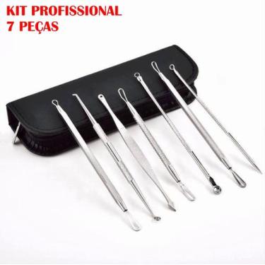 Imagem de Kit Com 7 Extrator Cravos Espinhas Cureta Tira Acne Limpeza Facial - M