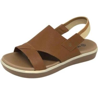 Imagem de Sandália Feminina Flat Conforto Elástico Couro New Face-Feminino