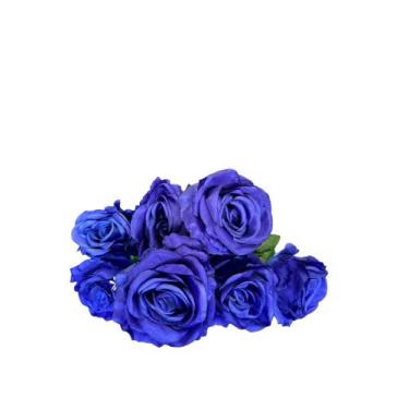 Imagem de Buquê De Rosa Grande Artificial Com 9 Flores YT009 - LM, Azul