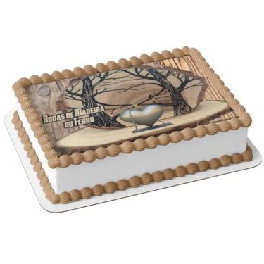 Imagem de Papel De Arroz P/ Bolo 5 Anos De Casamento Bodas De Madeira - Genérico