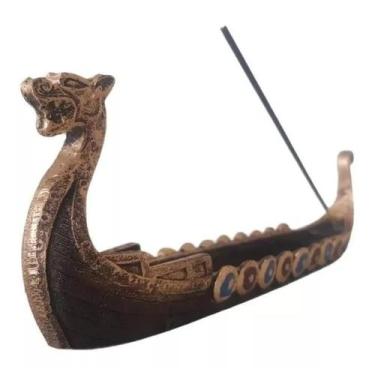 Imagem de Incensario Barco Viking Drakkar Canoa Porta Incenso Ragnar - HC Decora