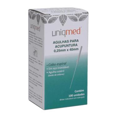 Imagem de Agulha Acupuntura Aço Inoxidável 0,25 x 30mm 100 UN Uniqmed