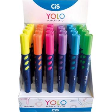Imagem de Caneta Marca Texto CIS Yolo 6 Cores Ponta Chanfrada Display com 24 Uni