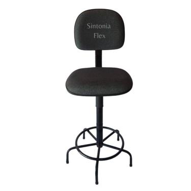 Imagem de Cadeira secretaria caixa alta  com base de ferro sem rodízio tecido cinza