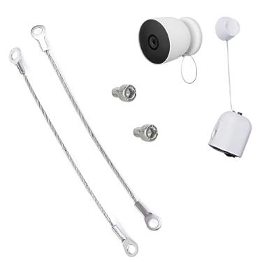 Imagem de VVHOOY Corrente de segurança antiqueda compatível com Google Nest Cam (bateria)/Arlo Pro 4 3 Ultra 2/Simplisafe Outdoor/Noorio B200 sem fio, cabo de segurança com parafusos antirroubo, pacote com 2