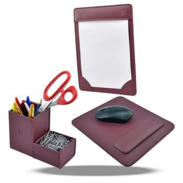 Imagem de Kit Mouse Pad, Porta Caneta, Risque A5 - Office Designer, Vinho