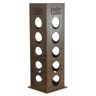 Imagem de Torre Porta Cápsulas De Café Dolce Gusto  Mdf Pintado - Nogueira - MAP