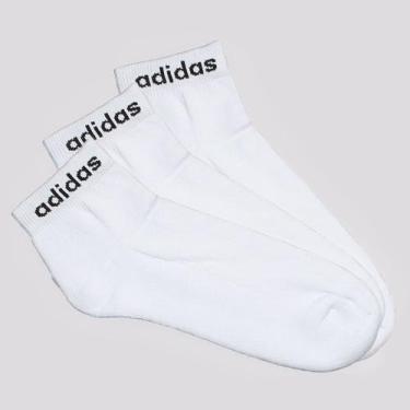 Imagem de Kit Meia Adidas 3 Pares Logo Linear Branca e Preta, G