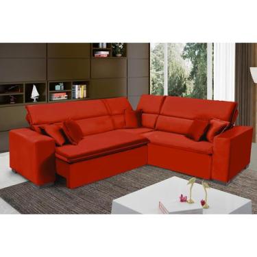 Imagem de Sofá Milão 2.50x2.50m de Canto, Retrátil e Reclinável - Vermelho - Sof