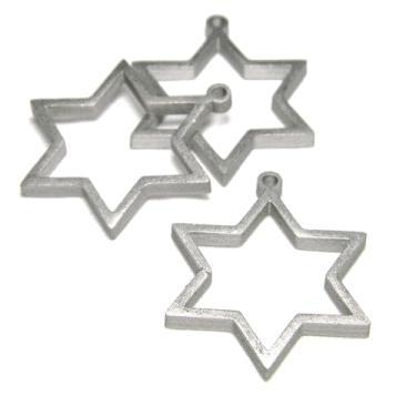 Imagem de Bedazzlinbeads 3 pingentes de pingente de estrela de Davi de 6 pontos de aço inoxidável cirúrgico grau 304 grande fosco prata fosca