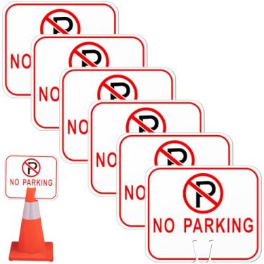 Imagem de Geetery 6 placas de sinalização de trânsito sem estacionamento, 30 x 26 cm, placa de aviso superior de cone de trânsito de plástico para barricada de estrada, construção ao ar livre, à prova d'água