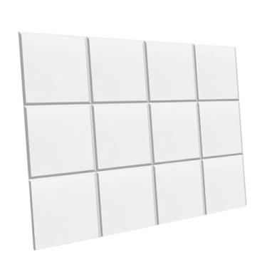 Imagem de Esquirla 12 painéis acústicos dos pces, painel de tratamento acústico quadrado da arte absorvente sadia, painéis de parede à prova de som para o escritório da, Branco Pegajoso