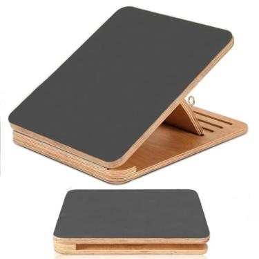 Imagem de iCloverfull maca de panturrilha de placa inclinada dobrável, placa inclinada de madeira protable para fisioterapia de alongamento de panturrilha, placa de inclinação de pé ajustável para aga