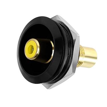 Imagem de QIANRENON Adaptador fixo RCA embutido banhado a ouro, conector AV RCA fêmea para montagem em painel fêmea, para áudio, vídeo, TV, telefone, alto-falante, cabo RCA, amplificador (amarelo)