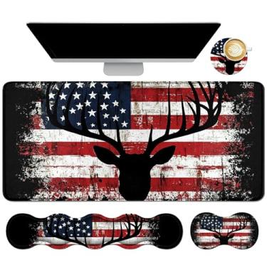 Imagem de Dikoer 4 peças de almofada de espuma de memória para descanso de pulso + tapete de mesa de jogos 80 cm * 30 cm + almofada de pulso de mouse + conjunto de porta-copos, protetor de mesa antiderrapante