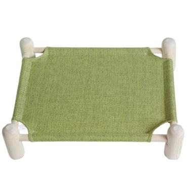 Imagem de Cama de gato de madeira para animais de estimação cama de cachorro de madeira sólida cama de acampamento fora do chão ninho de gato pode ser desmontado rede lavada(Style4,M60 48)