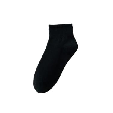 Imagem de chanstore 3 pares - Meias curtas femininas de algodão de cor sólida, puro algodão estudantil, esportes e lazer, meias curtas - preto