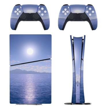 Imagem de Skin for PS5 Slim Digital Edition, capa adesiva para console e controle PlayStation 5, película protetora removível fácil de envolver acessórios para jogos, decalque capa completa - River