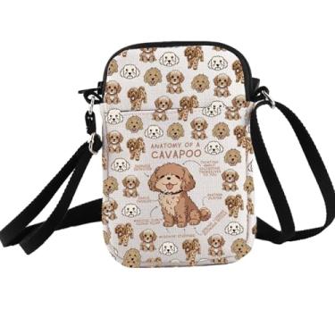 Imagem de PXTIDY Cavapoo Gift Cavapoo Dog Lover Gift Crossbody Bag Cavapoo Mom Gift Cavapoo Dog Owner Bolsa transversal, Bege, Small