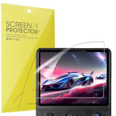 Imagem de Lamshaw Compatível com protetor de tela de console de jogos portátil R36S, [pacote com 6] Película transparente TPU de cobertura total compatível com console de jogos portátil R36S de 3,5 polegadas