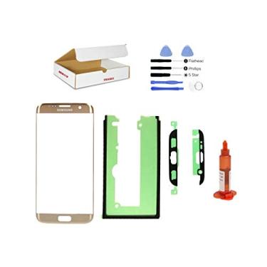 Imagem de MD0410 Kit de reparo de tela compatível com Samsung Galaxy S7 Edge modelo de telefone G935 - Substituição de vidro da lente externa frontal com ferramentas (ouro)