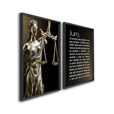 Imagem de Quadro Decorativo Lady Justice Juramento do Advogado Arte em 2 Peças (Preto, 50x75, S/Vidro)