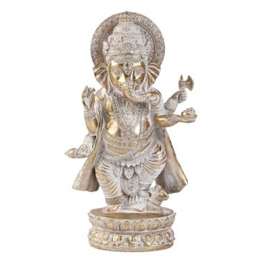 Imagem de Estátuas Gold Lord Ganesha - Estátua de Deus Elefante Hindu Escultura de Resina Estatueta Indiana Ganesh Buda Estatueta Artesanal Ornamentos de Decoração de Presente para Casa, Jardim, Carro