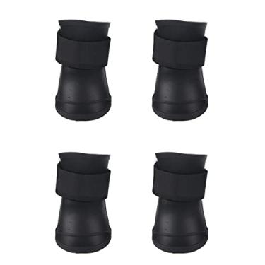 Imagem de Yctze 4 botas protetoras de silicone à prova d'água, sapatos de neve antiderrapantes para cães pequenos, ideais para franceses, galochas de chuva fofas para animais de estimação (M Preto)