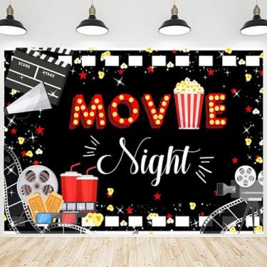 Imagem de CRTPOD Pano de fundo para noite de cinema, cena preta e vermelha, faixa fotográfica de fundo para retrato de família, aniversário, filmes, decorações temáticas, suprimentos, estúdio fotográfico,