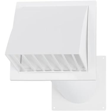 Imagem de Vent Systems Kit de ventilação de parede ajustável de plástico de 12,7 cm - Kit de ventilação para secadora - Tubo de ventilação com tampa de ventilação do exaustor e conector de duto - Amortecedor de