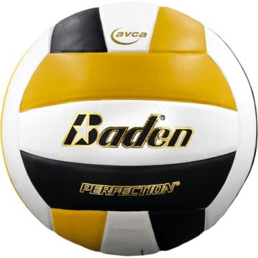 Imagem de Baden | Perfeição | Couro premium | Jogo de vôlei oficial interno | 13U para a faculdade | Tamanho oficial + peso | Preto/amarelo/branco | Aprovado pela AVCA