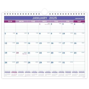 Imagem de Calendário de parede Lemome Home 2025, janeiro a dezembro, 28 x 21 cm, roxo
