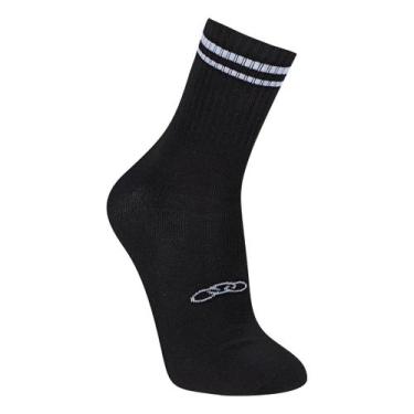 Imagem de Meia Olympikus Cano Longo Confy Masculina, Preto, Branco, 39/44