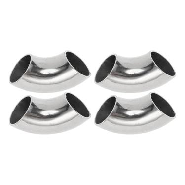 Imagem de Motoforti 4 peças 90 graus mandril curva cotovelo carro modificado tubo de escape tubulação 2.5 cm polegada OD espessura 1,2 mm/18GA 25x63x1,2 mm aço inoxidável 304 tom prata