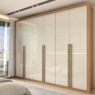 Imagem de Guarda-Roupa Casal Severo 6 Portas 6 Gavetas Cinamomo/Off White - Panorama Móveis