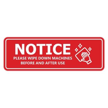 Imagem de Signs ByLITA Aviso padrão, limpe as máquinas antes e depois de usar placa de porta ou parede plástico ABS durável | Gravação a laser | Fácil instalação | Sinal de design elegante (vermelho) - Grande