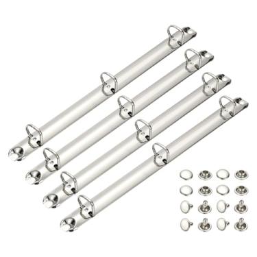 Imagem de PATIKIL A4 Mecanismos de fichário de 3 furos, conjunto de 4 anéis D de 1,6 cm, organizador de fichário de folhas soltas para organizadores, acessórios de pasta de armazenamento de papel de