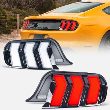 Imagem de Archaic Conjunto de luz traseira de LED para Ford Mustang 2015-2024, lâmpada traseira de seta de seta para 6º Mustang, conjuntos de lâmpada traseira para S550, Plug & Play, par, transparente