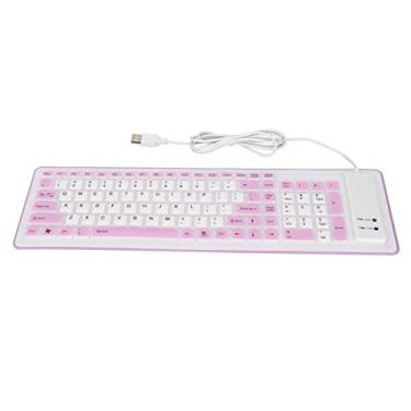 Imagem de Teclado de silicone dobrável QANYEGN, teclado de silicone com fio USB de 103 teclas, teclado de borracha macia flexível mudo para PC Lapto (Purple)