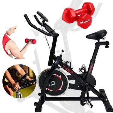 Imagem de Bicicleta Ergométrica Spinning Musculação Até120kg + 2 Halter 3Kg - Gr