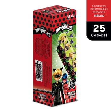 Imagem de Curativo Estampado Cat Noir Caixa com 25 unidades Miraculous Multi Saúde - HC362