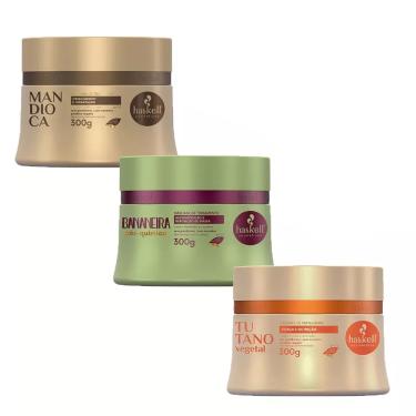 Imagem de Kit Cronograma Capilar Haskell para Cabelos Quimicamente Tratados 3 Máscaras: Mandioca + Bananeira + Tutano