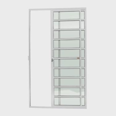 Imagem de Porta de Alumínio de Correr 210x120cm 2 Folhas com Travessa e Vidro Liso Super Brimak