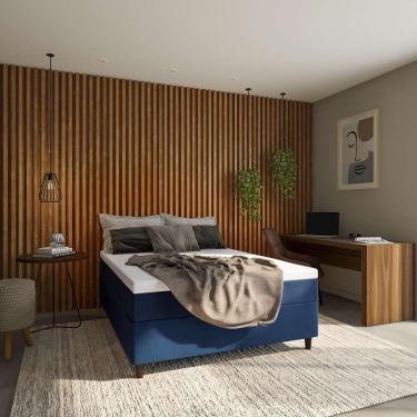 Imagem de Colchão Casal Mola Ensacada Nuit Macio (25x138x188) Azul e Branco