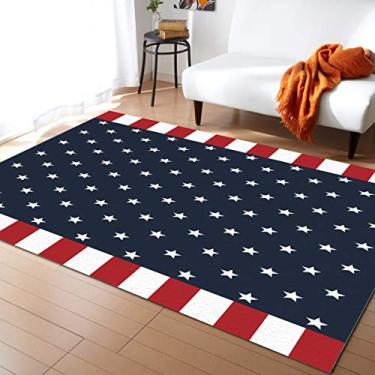 Imagem de Savannan Tapetes retangulares para área interna, bandeira patriótica do dia da independência, pentagrama da liberdade country, tapete antiderrapante para sala de estar, quarto, escritório, quarto infantil, berçário, 60 cm x 122 cm