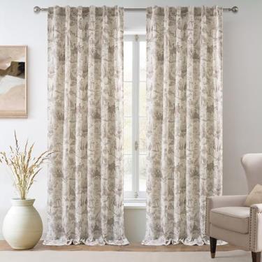 Imagem de DriftAway Cortinas de linho 100% blackout para quarto, camada dupla, quinta, país francês, vintage, estampado, com aba traseira forrada com som térmico, cortinas para sala de estar, 244 cm