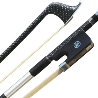 Imagem de Arco de violoncelo de fibra de carbono tamanho completo sapo ébano crina de cavalo natural para professores estudantes profissionais arco de carbono