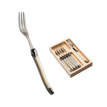 Imagem de Conjunto 6 Colher Ou 6 Garfo Sobremesa Inox Laguiole (Off White Garfo)