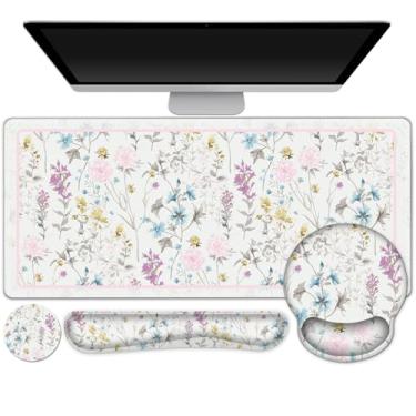 Imagem de AIMSA Tapete de mouse grande e descanso de pulso para teclado, tapete de mesa para teclado e mouse, mouse pad grande para jogos com combo de suporte de pulso, tapete de mesa para jogos de estudo