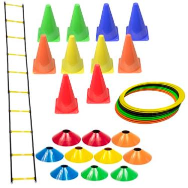 Imagem de Escada Funcional + 10 Pratos + 10 Cones + Argolas C/Bolsa